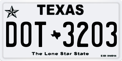 TX license plate DOT3203