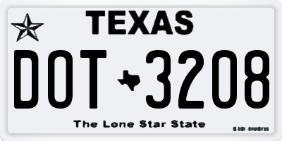 TX license plate DOT3208