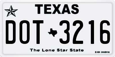 TX license plate DOT3216