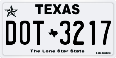 TX license plate DOT3217