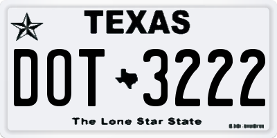 TX license plate DOT3222