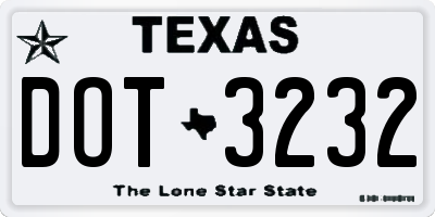 TX license plate DOT3232