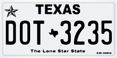 TX license plate DOT3235