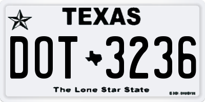 TX license plate DOT3236