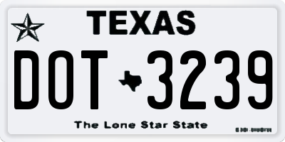 TX license plate DOT3239