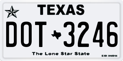 TX license plate DOT3246
