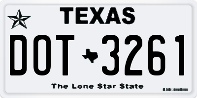 TX license plate DOT3261