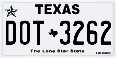 TX license plate DOT3262