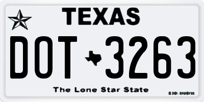 TX license plate DOT3263