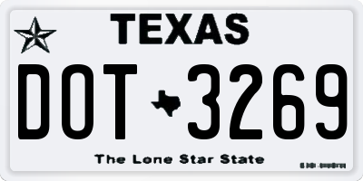 TX license plate DOT3269