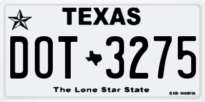 TX license plate DOT3275