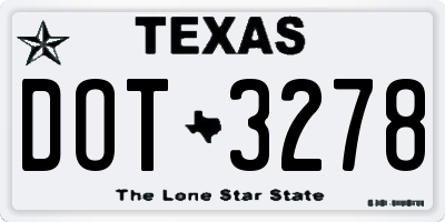 TX license plate DOT3278