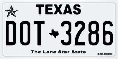 TX license plate DOT3286