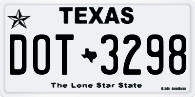 TX license plate DOT3298