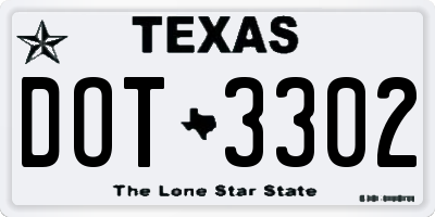 TX license plate DOT3302