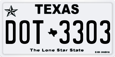 TX license plate DOT3303