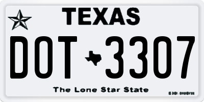 TX license plate DOT3307