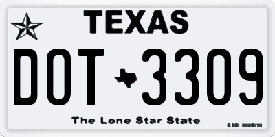 TX license plate DOT3309