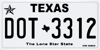 TX license plate DOT3312