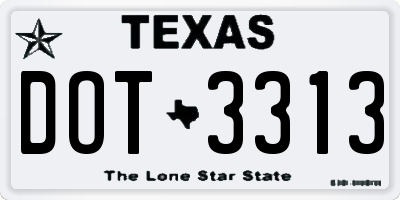 TX license plate DOT3313