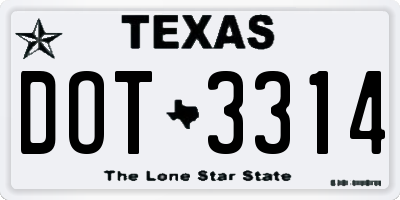 TX license plate DOT3314