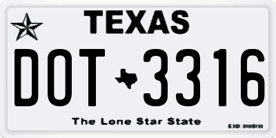TX license plate DOT3316