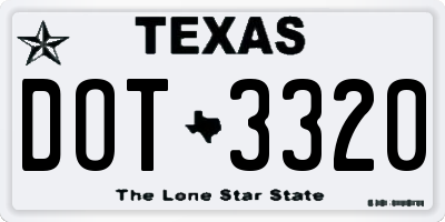 TX license plate DOT3320