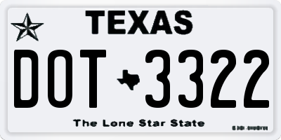 TX license plate DOT3322