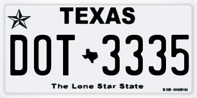 TX license plate DOT3335
