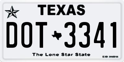 TX license plate DOT3341