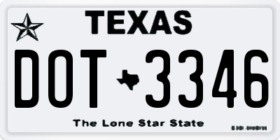 TX license plate DOT3346