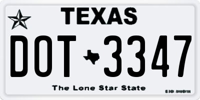 TX license plate DOT3347