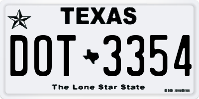 TX license plate DOT3354