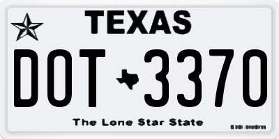 TX license plate DOT3370