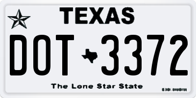 TX license plate DOT3372