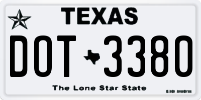 TX license plate DOT3380