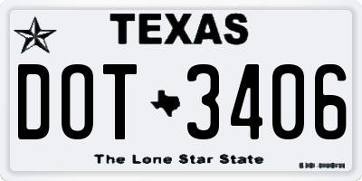TX license plate DOT3406