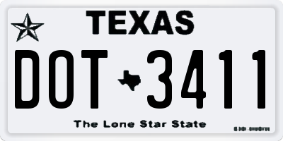 TX license plate DOT3411