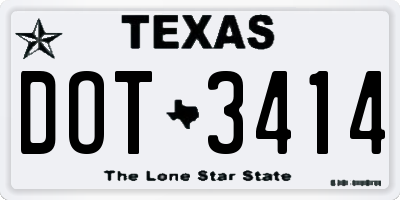 TX license plate DOT3414