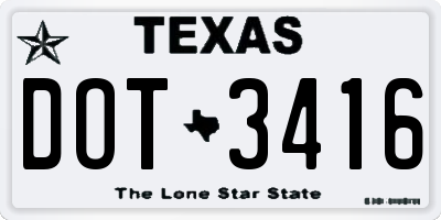 TX license plate DOT3416