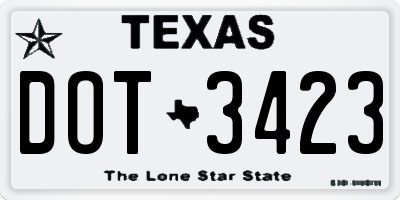 TX license plate DOT3423