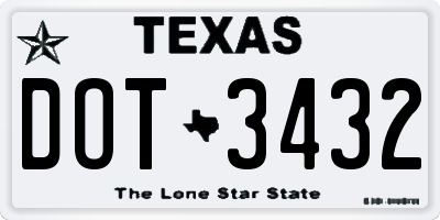 TX license plate DOT3432