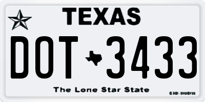 TX license plate DOT3433