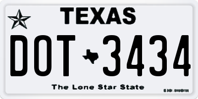 TX license plate DOT3434