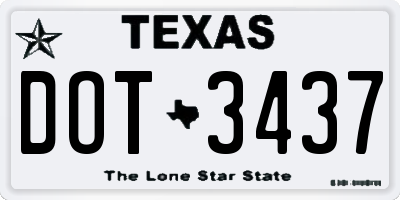 TX license plate DOT3437