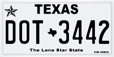 TX license plate DOT3442