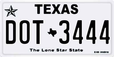 TX license plate DOT3444