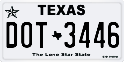 TX license plate DOT3446