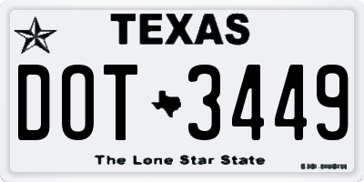 TX license plate DOT3449