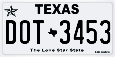 TX license plate DOT3453